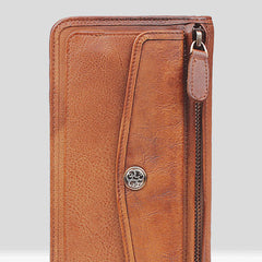 Handmade Leather Mens Cool Long Leather Wallet Bifold Clutch Wallet for Men - iwalletsmen