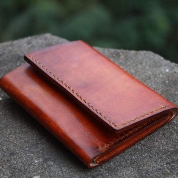 Handmade Leather Mens Small Trifold Wallet Vintage Cool billfold Wallet for Men - iwalletsmen