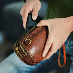 Coffee Cool Leather Mens Long Wallet Large Zipper Wallets Brown Wristlet Clutch Vintage Clutch Purse For Men - iwalletsmen