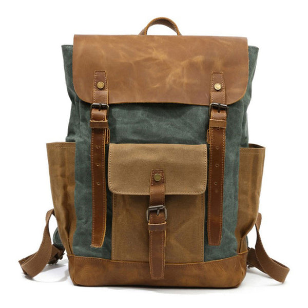 Waxed Canvas Mens Travel Backpack Canvas Backpacks Canvas School Backpack for Men - iwalletsmen