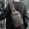 Vintage Brown Leather Men's One Shoulder Backpack Chest Bag Sling Crossbody Pack For Men - iwalletsmen