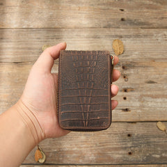 Dark Brown Leather Mens Small Card Wallet Card Holder Coin Purse For Men - iwalletsmen