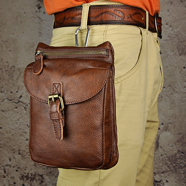 Cool Mens Leather Side Bag Belt Pouch Holster Belt Case Pack Waist Pouch for Men - iwalletsmen