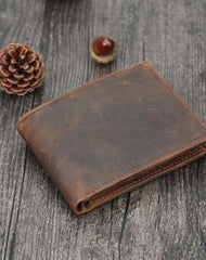 Leather Small Mens Wallet Bifold Vintage Trifold billfold Wallet for Men - iwalletsmen