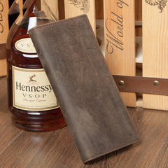 Light Brown Vintage Mens long Wallet Dark Brown Clutch Wallet Long Wallets for Men - iwalletsmen