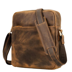 Vintage LEATHER MEN'S SMall Vertical Courier Bag BROWN Messenger Bag Side Bag Postman Bag FOR MEN - iwalletsmen