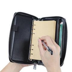 Brown Leather Mens Business Wristlet Wallet Note Book Wallet Bag Zipper Clutch Travel Wallet For Men - iwalletsmen