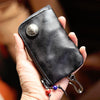 Cool Black Leather Mens Charcoal Key Wallet Coin Purse Front Pocket Wallets For Men - iwalletsmen