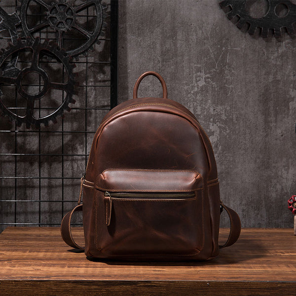 Vintage Mens Coffee Leather Backpack Travel Backpack Leather School Backpacks for Men - iwalletsmen
