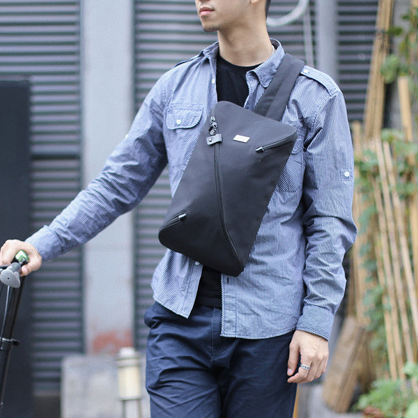 Cool OXFORD CLOTH PVC Black Men's Sling Bag Chest Bag One Shoulder Backpack For Men - iwalletsmen