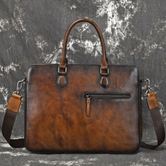 Vintage Leather Men's Briefcase 14inch Laptop Bag Handbag Work Bag For Men - iwalletsmen