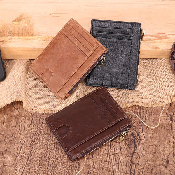 RFID Leather Mens Small Wallet Cardholder Wallet Front Pocket Wallets for Men - iwalletsmen