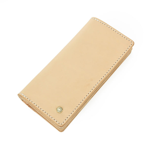 Handmade Studded Mens Light Beige Leather Long Wallets Cool Bifold Long Wallet for Men - iwalletsmen