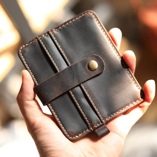 Vintage Brown Slim Leather Mens Card Wallets Small Card Holder Front Pocket Wallet For Men - iwalletsmen