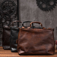 Cool Leather Mens Briefcase 14inch Laptop Bag Work Handbag Shoulder Bag Business Bag for Men - iwalletsmen
