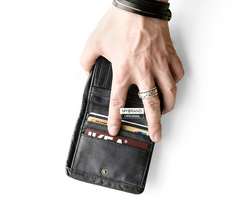 Genuine Leather Mens Cool billfold Leather Wallet Men Small Wallets Bifold for Men