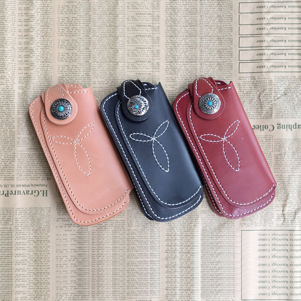 Cool Leather Mens Biker Chain Wallet Cool Handmade Long Biker Wallet with Chain - iwalletsmen