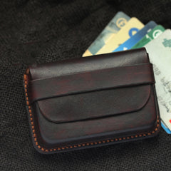 Cool Coffee Leather Mens Business Card Holder Coin Purse Small Change Wallet For Men - iwalletsmen