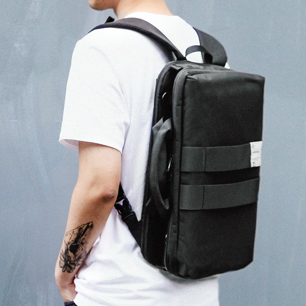 Cool PVC Canvas Men's Black Messenger Bag Travel Backpack 15.5'' Blue Handbag For Men - iwalletsmen