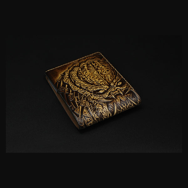 Handmade Leather Tooled Predator Mens billfold Wallet Cool Leather Wallet Slim Wallet for Men