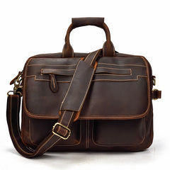 Vintage Leather Briefcase Handbag 14inch Laptop Bag Business Bag Shoulder Bags For Men - iwalletsmen
