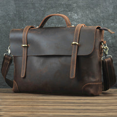 Brown Leather Men's Professional Briefcase 14‘’ Laptop Handbag Business Bag For Men - iwalletsmen