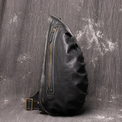 Cool Brown Leather Men's Sling Bag Sling Backpack Unique Sling Packs Sling Crossbody Pack For Men - iwalletsmen