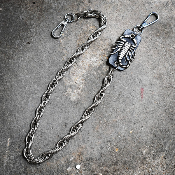 Badass Men's Silver Scorpion Long Pants Chain Punk Biker Wallet Chain For Men - iwalletsmen