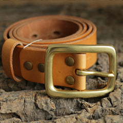 Handmade Genuine Custom Leather Mens Leather Men Beige Belt for Men