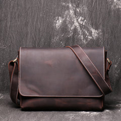 Brown Leather Mens 10 inches SMall Laptop Side Bag Courier Bag Messenger Bag Postman Bag For Men - iwalletsmen