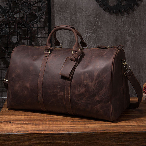Cool Leather Mens Overnight Bags Weekender Bag Vintage Travel Bags Duffle Bags for Men - iwalletsmen