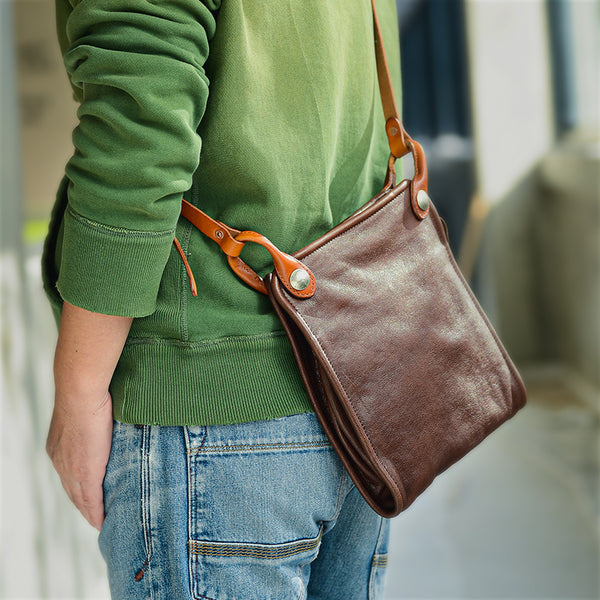 Casual Coffee Leather Men Vertical Side Bag Green Small Messenger Bag Camouflage Courier Bag For Men - iwalletsmen