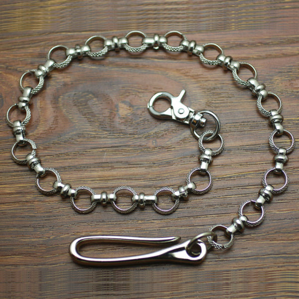 Cool Men's Handmade Silver Stainless Steel Pants Chain Biker Wallet Chain For Men - iwalletsmen