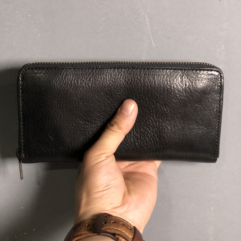Fashion Black Leather Mens Long Wallet Brown ZIpper Long Wallet Coffee Clutch Wallet Men - iwalletsmen