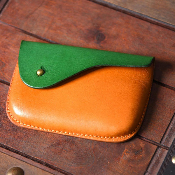 Handmade Leather Mens Cool Coin Change Leather Wallet Men Small Wallets Card for Men