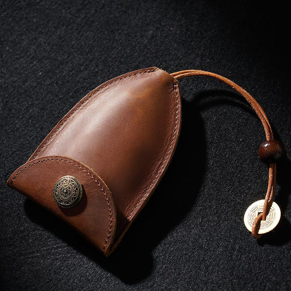 Brown Leather Draw Men and Women's Key Wallet Black Key Case Car Car Key Holder For Men - iwalletsmen