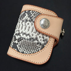 Handmade Leather Biker Wallet Mens Cool billfold Chain Wallet Trucker Wallet with Chain