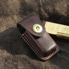 Dark Coffee Handmade Leather Mens Dunhill Lighter Case Cool Lighter Holders For Men - iwalletsmen