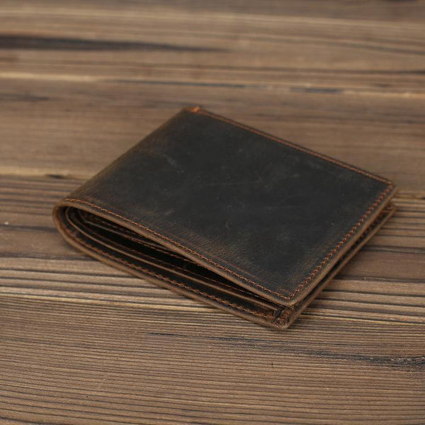 Bifold Leather Mens Slim Wallet Small Wallet billfold Wallet Front Pocket Wallet for Men - iwalletsmen