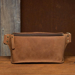 Cool Brown Leather Mens Fanny Packs Waist Bag Hip Pack Belt Bag Bumbag for Men - iwalletsmen