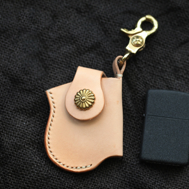 Cool Beige Keychain Leather Mens Zippo Lighter Cases With Belt Clip Lighter Holders For Men - iwalletsmen