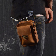 Brown Leather Cigarette Bag Holster Waist Pouches Waist Bag Belt Pouch Belt Bag For Men - iwalletsmen