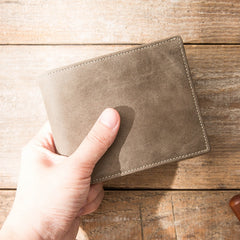 Handmade Black Leather Mens Small Wallet Bifold Card Wallet Front Pocket Wallet billfold Wallet for Men - iwalletsmen