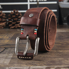 Genuine Leather Punk Rock Biker Trucker Mens Belt Men Black Coffee Belt for Men