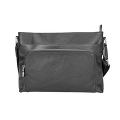 Black Casual Leather Mens 10 inches Side Bag Postman Bag Black Messenger Bag Courier Bag for Men - iwalletsmen
