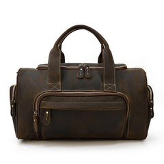 Casual Brown Leather Men Overnight Bags Handbag Travel Bags Weekender Bags For Men - iwalletsmen