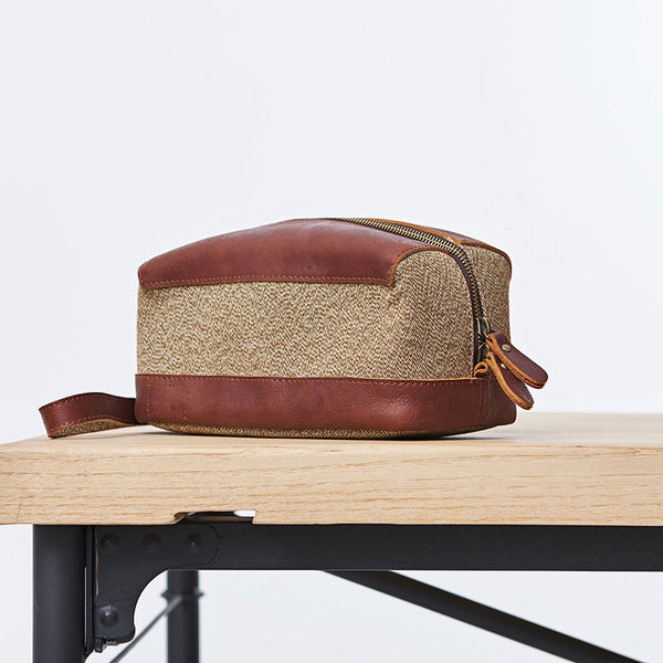 Large Canvas Leather Mens Clutch Bag Zipper Wristlet Bag Purse for Men - iwalletsmen