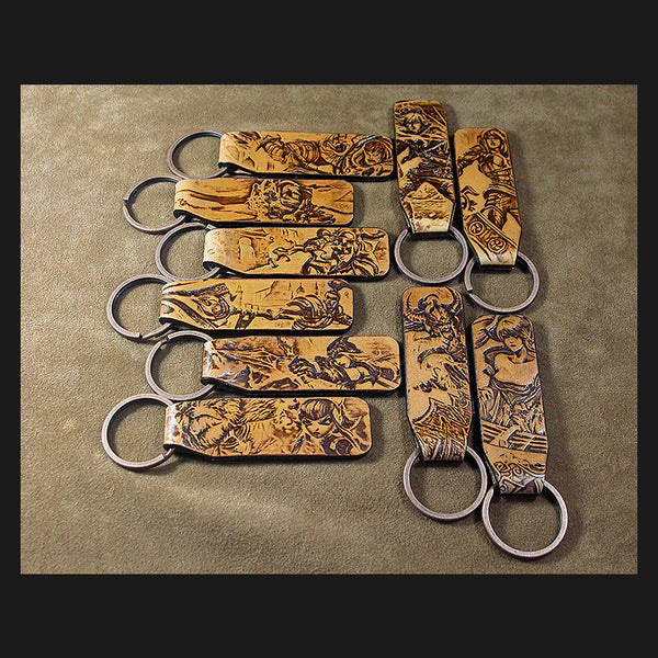 Handmade Leather Tooled League of Legends LOL KeyChain Key Ring Mens Cool Car Key Wallet Wallet Car for Men