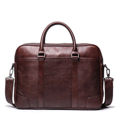 Vintage Brown Leather Men's Professional Briefcase 15‘’ Laptop Briefcase Work Handbag For Men - iwalletsmen