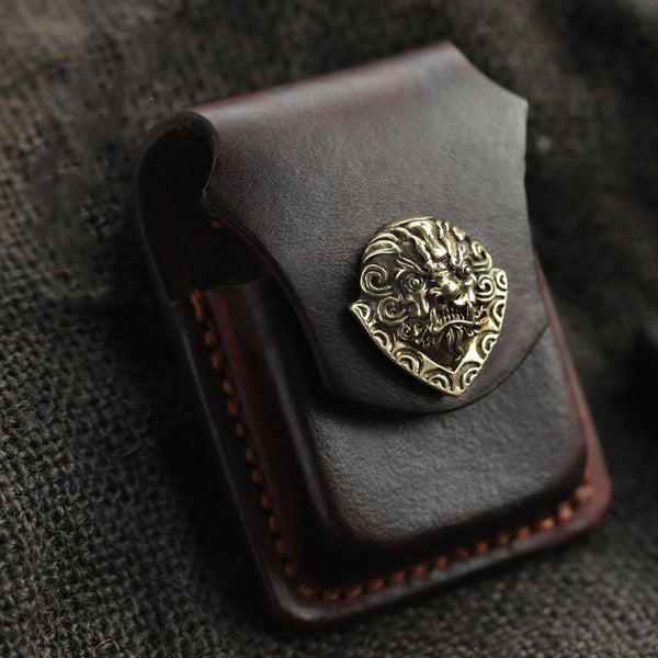 Cool Leather Mens Zippo Lighter Cases With Belt Loop Standard Coffee Zippo Lighter Holders For Men - iwalletsmen